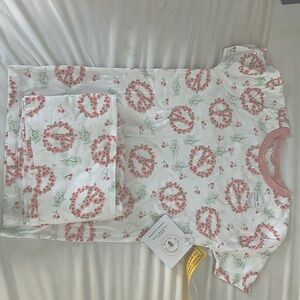 burt’s bees two piece kids pajamas floral pink and white